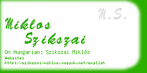 miklos szikszai business card